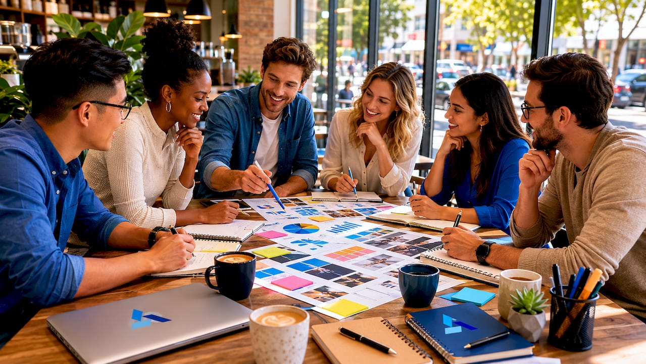 Marketing team collaborating on strategy