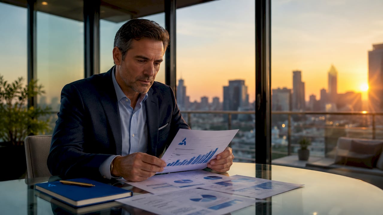 Business leader reviewing loss analysis reports