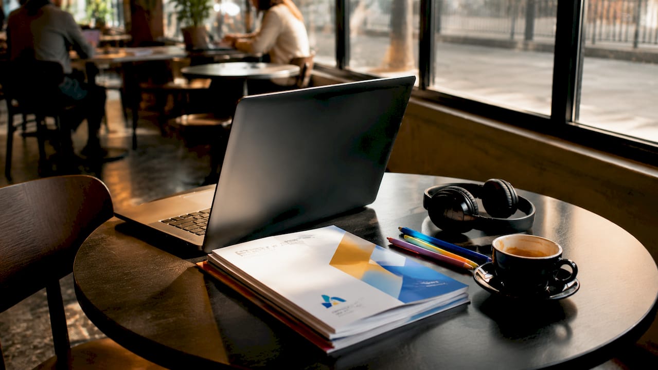Sales workspace with Blue Prysm logo and equipment