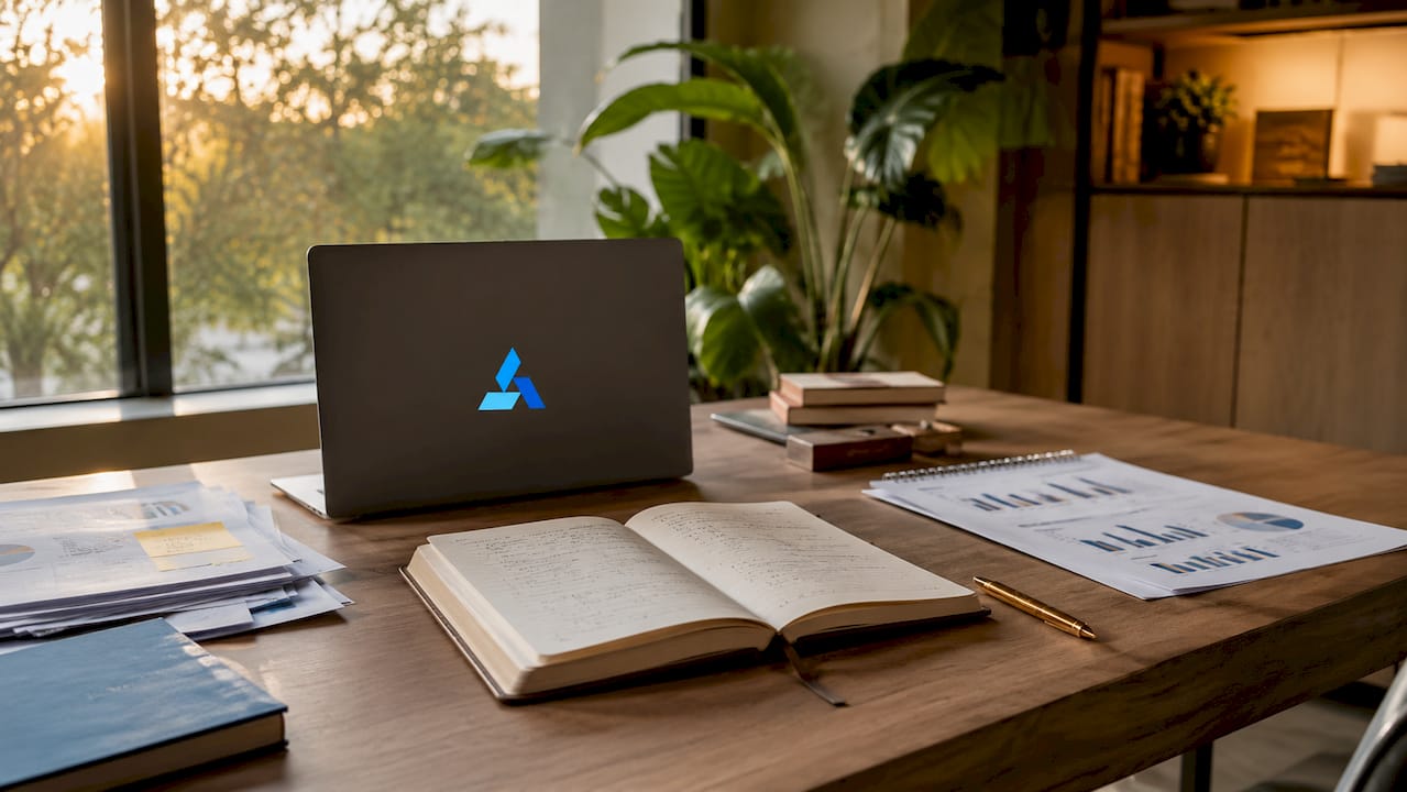 Workspace showing growth opportunity analysis materials