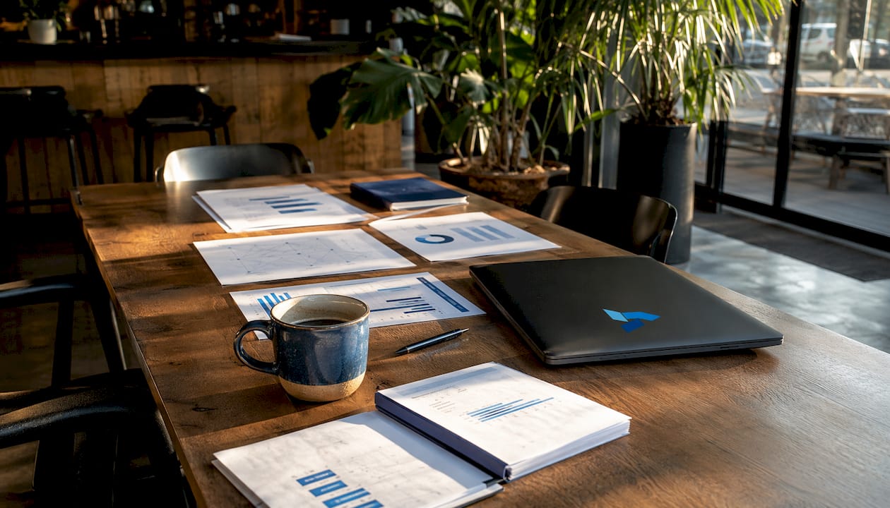 Workspace showing market intelligence setup with Blue Prysm logo