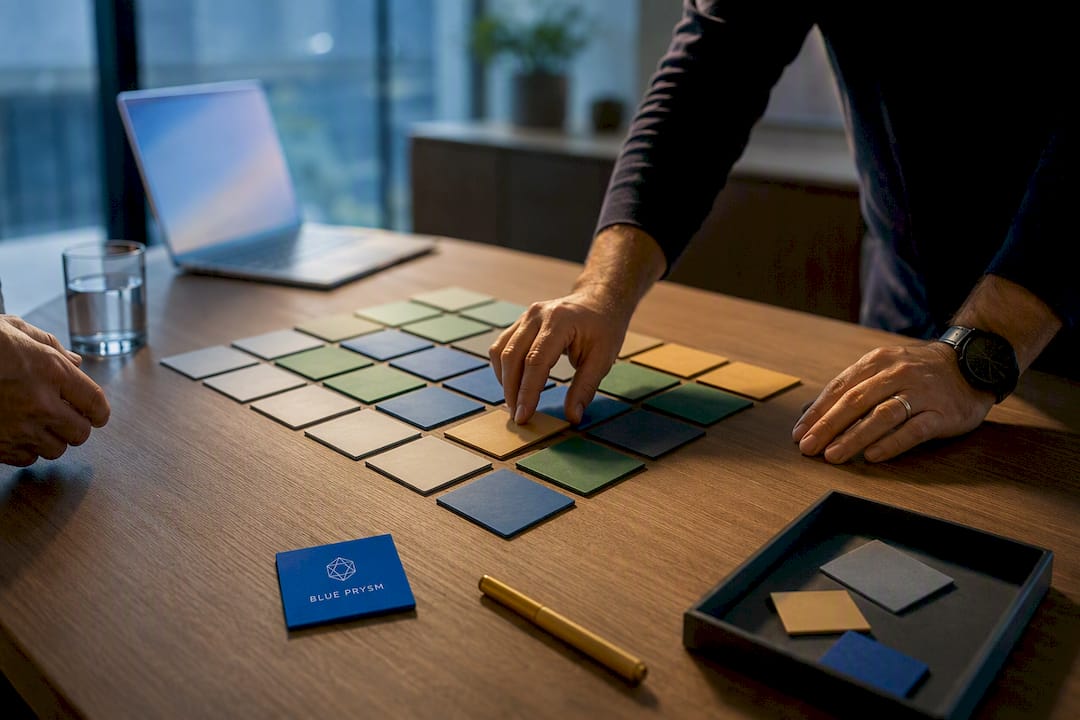 Capability map workshop materials on a table